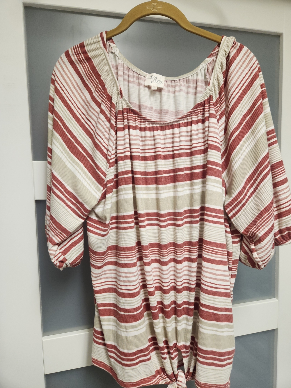 Women's Red Striped Peasant Tunic
